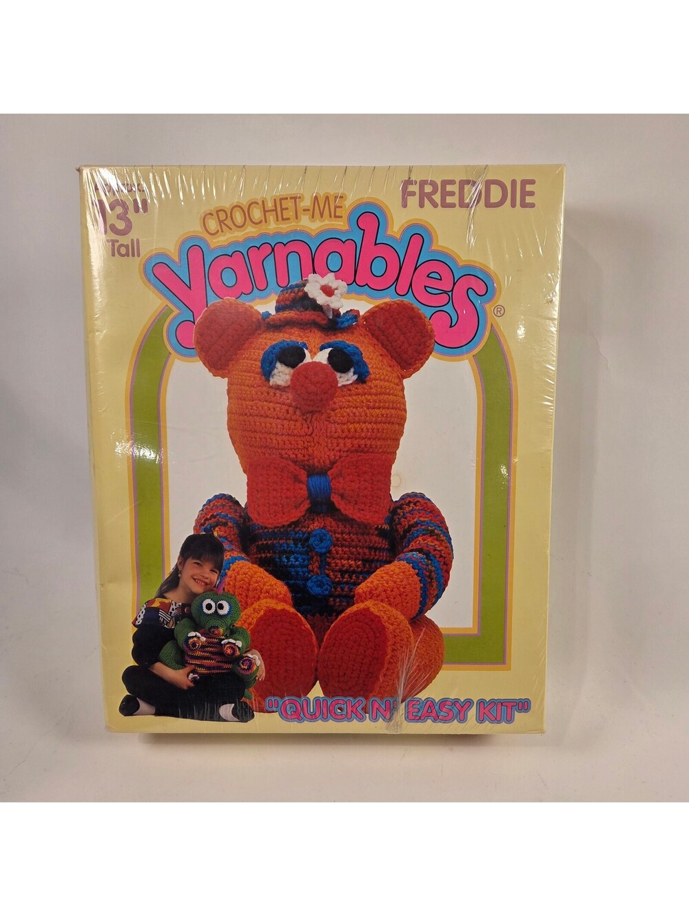 Vintage Spinrite Crochet-Me Yarnables Freddie Bear 13" Kit Sealed KT 2609